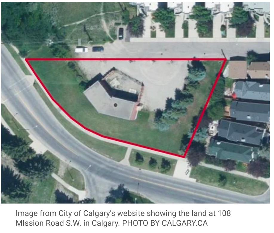 Aerial view of 108 Mission Road SW Calgary
